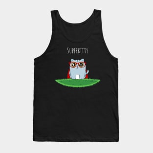 Superkitty Cute Cat with Glasses and Cape Tank Top